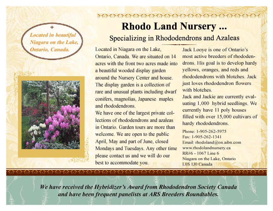 Rhodo Land Nursery Ad